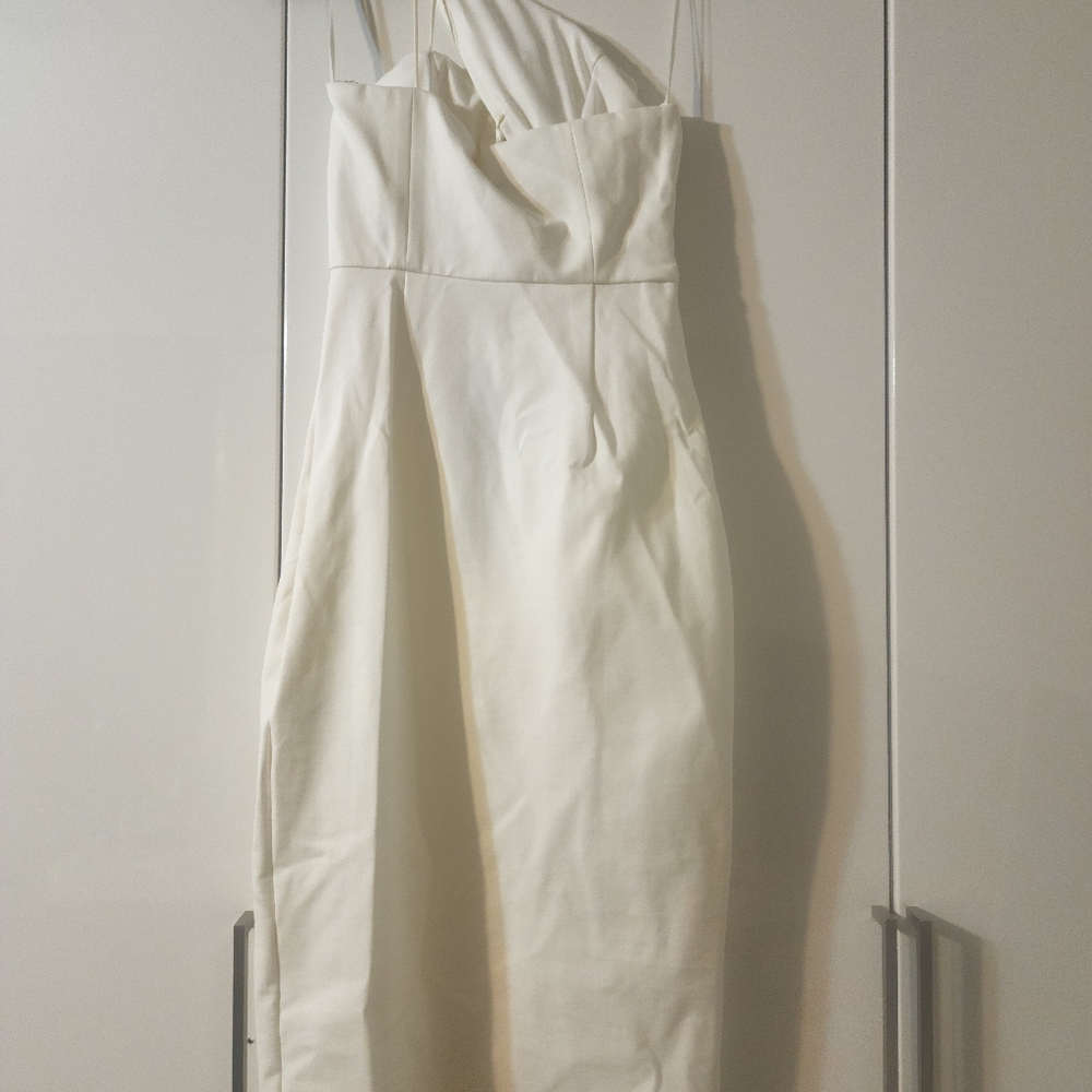 NWT AQ/AQ Pembroke Asymmetrical Cut-Out Midi Sheath Dress, Size 4, White - Picture 4 of 4